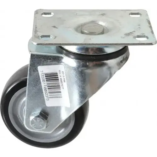 Swivel Top Plate Caster: Polyurethane, 3" Wheel Dia, 1-1/4" Wheel Width, 150 lb Capacity, 4-3/4" OAH