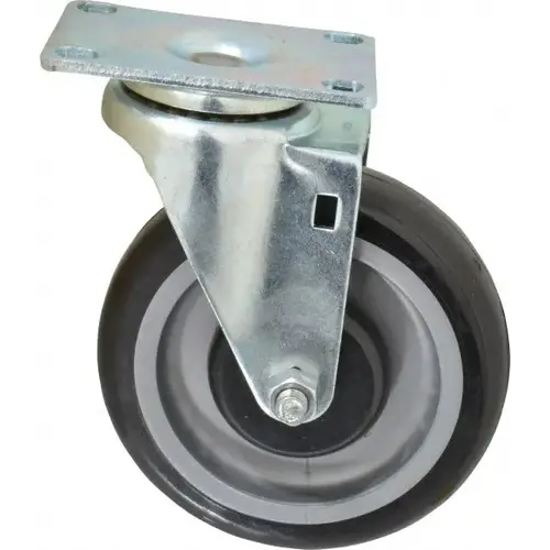 Swivel Top Plate Caster: Polyurethane, 5" Wheel Dia, 1-1/4" Wheel Width, 275 lb Capacity, 6-15/32" OAH