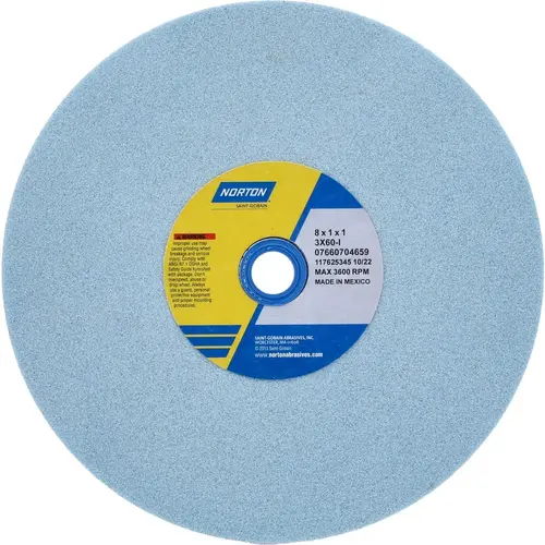 Bench & Pedestal Grinding Wheel: 8" Dia, 1" Thick, 1" Hole Dia, Ceramic Alumina Bench & Pedestal Grinding Wheel: 8" Dia, 1" Thick, 1" Hole Dia, Ceramic Alumina
