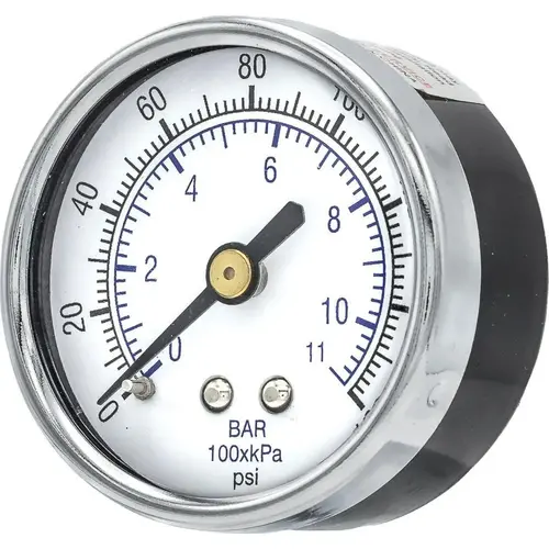 Pressure Gauge: 2" Dial Dia, 0 to 160 psi, 1/4" MNPT, Center Back Mount