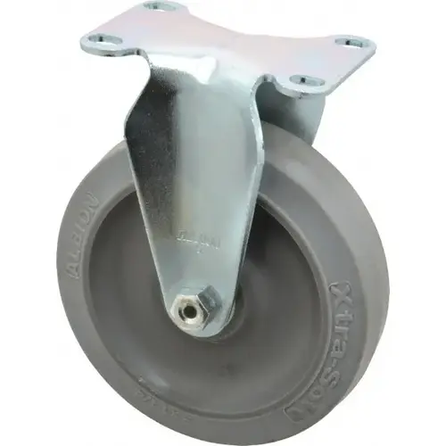 Rigid Top Plate Caster: Rubber, 5" Wheel Dia, 1-1/4" Wheel Width, 325 lb Capacity, 6-3/16" OAH