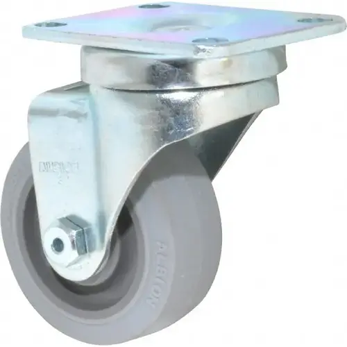 Swivel Top Plate Caster: Rubber, 3" Wheel Dia, 1-1/4" Wheel Width, 200 lb Capacity, 4-1/4" OAH
