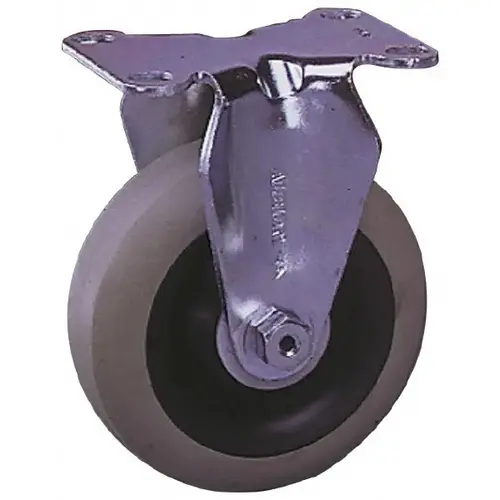 Rigid Top Plate Caster: Polyurethane, 4" Wheel Dia, 1-1/4" Wheel Width, 350 lb Capacity, 5-1/8" OAH