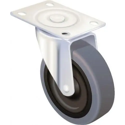 Swivel Top Plate Caster: Rubber, 4" Wheel Dia, 1-1/4" Wheel Width, 300 lb Capacity, 5-1/8" OAH Swivel Top Plate Caster: Rubber, 4" Wheel Dia, 1-1/4" Wheel Width, 300 lb Capacity, 5-1/8" OAH