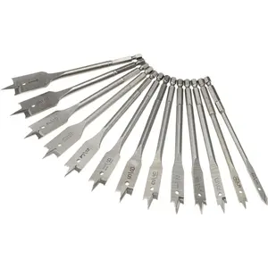 Mag-Bit 792.1300P Drill Bit Set: Spade Drill Bits, 13 Pc, 1" Drill Bit Size, 130 degree, Carbon Steel Bright/Uncoated