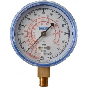 WIKA 4239165 Pressure Gauge: 2-1/2" Dial, 0 to 300 psi, 1/8" Thread, NPT, Lower Mount