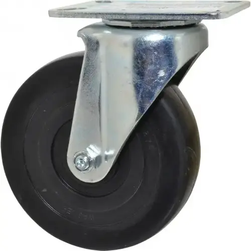 Swivel Top Plate Caster: Soft Rubber, 5" Wheel Dia, 1-3/8" Wheel Width, 240 lb Capacity, 6-1/16" OAH