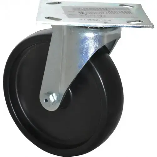 Swivel Top Plate Caster: Polyolefin, 6" Wheel Dia, 1-3/8" Wheel Width, 400 lb Capacity, 7-1/16" OAH