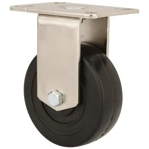 Rigid Top Plate Caster: Soft Rubber, 4" Wheel Dia, 1-3/8" Wheel Width, 200 lb Capacity, 5-3/8" OAH Rigid Top Plate Caster: Soft Rubber, 4" Wheel Dia, 1-3/8" Wheel Width, 200 lb Capacity, 5-3/8" OAH