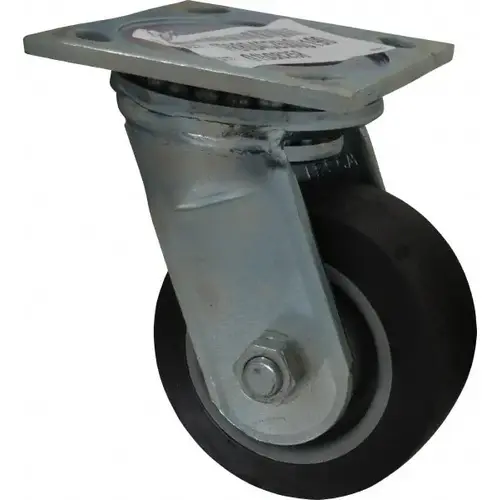 Swivel Top Plate Caster: Thermoplastic Rubber, 4" Wheel Dia, 2" Wheel Width, 300 lb Capacity, 5-5/8" OAH