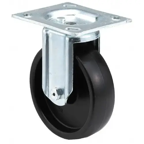 Rigid Top Plate Caster: Thermoplastic Rubber, 4" Wheel Dia, 1-1/4" Wheel Width, 165 lb Capacity, 4-11/16" OAH Rigid Top Plate Caster: Thermoplastic Rubber, 4" Wheel Dia, 1-1/4" Wheel Width, 165 lb Capacity, 4-11/16" OAH