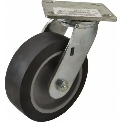 Swivel Top Plate Caster: Thermoplastic Rubber, 6" Wheel Dia, 2" Wheel Width, 400 lb Capacity, 7-1/2" OAH Swivel Top Plate Caster: Thermoplastic Rubber, 6" Wheel Dia, 2" Wheel Width, 400 lb Capacity, 7-1/2" OAH