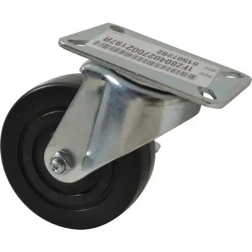 Swivel Top Plate Caster: Polyolefin, 4" Wheel Dia, 1-3/8" Wheel Width, 300 lb Capacity, 5-1/16" OAH