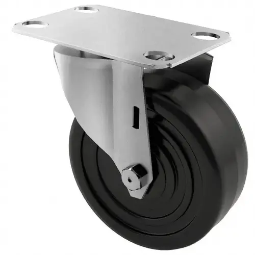 Swivel Top Plate Caster: Soft Rubber, 4" Wheel Dia, 1-1/4" Wheel Width, 165 lb Capacity, 4-11/16" OAH Swivel Top Plate Caster: Soft Rubber, 4" Wheel Dia, 1-1/4" Wheel Width, 165 lb Capacity, 4-11/16" OAH