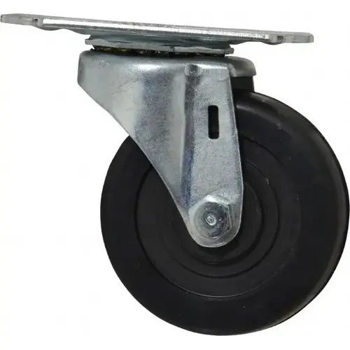 Swivel Top Plate Caster: Soft Rubber, 3" Wheel Dia, 1-1/4" Wheel Width, 125 lb Capacity, 3-3/4" OAH Swivel Top Plate Caster: Soft Rubber, 3" Wheel Dia, 1-1/4" Wheel Width, 125 lb Capacity, 3-3/4" OAH