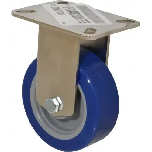 Rigid Top Plate Caster: Polyurethane, 4" Wheel Dia, 1-1/2" Wheel Width, 375 lb Capacity, 5-3/8" OAH Rigid Top Plate Caster: Polyurethane, 4" Wheel Dia, 1-1/2" Wheel Width, 375 lb Capacity, 5-3/8" OAH