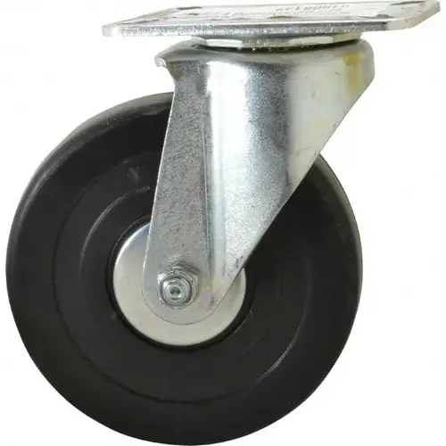 Swivel Top Plate Caster: Soft Rubber, 5" Wheel Dia, 1-3/8" Wheel Width, 240 lb Capacity, 6-1/16" OAH Swivel Top Plate Caster: Soft Rubber, 5" Wheel Dia, 1-3/8" Wheel Width, 240 lb Capacity, 6-1/16" OAH