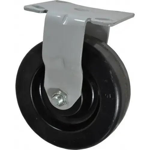 Rigid Top Plate Caster: Phenolic, 6" Wheel Dia, 2" Wheel Width, 1,200 lb Capacity, 7-1/4" OAH