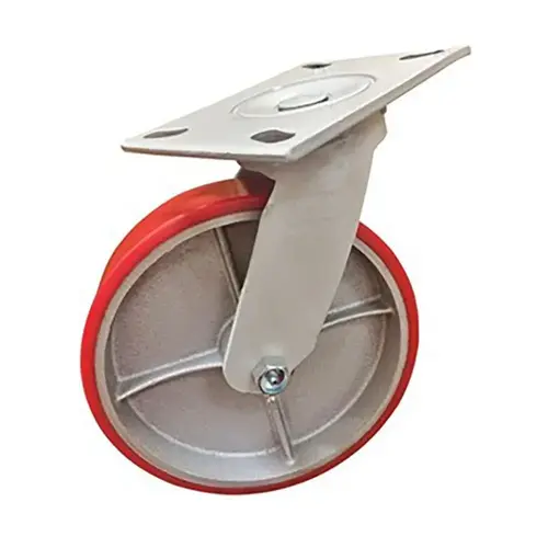 Swivel Top Plate Caster: Polyurethane with Semi-Steel Center Polyurethane & Polyurethane Mold on Steel, 5" Wheel Dia, 2" Wheel Width, 700 lb Capacity, 6-1/2" OAH