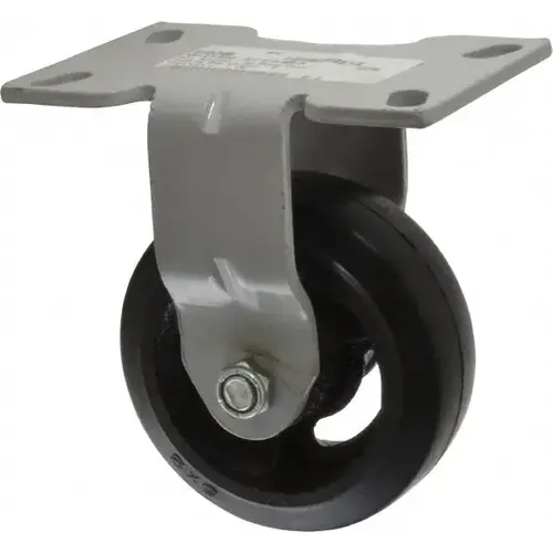 Rigid Top Plate Caster: Rubber, 5" Wheel Dia, 2" Wheel Width, 350 lb Capacity, 6-1/2" OAH