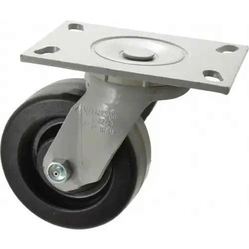 Swivel Top Plate Caster: Phenolic, 5" Wheel Dia, 2" Wheel Width, 1,000 lb Capacity, 6-1/2" OAH
