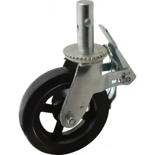 9-1/2" Diam x 2" Wide, Rubber Molded on 70 Durometer Swivel with Brake Double Braking Lock Design Caster