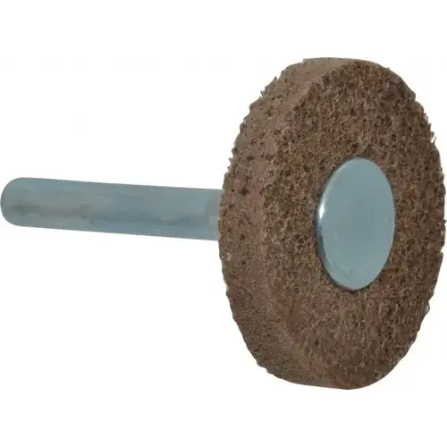Deburring Wheel: 1-1/2" Dia, 1/4" Face Width, Density 6 N/A Aluminum Oxide Deburring Wheel: 1-1/2" Dia, 1/4" Face Width, Density 6 N/A Aluminum Oxide