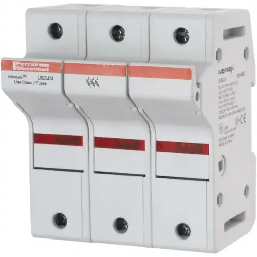 3 Pole, 600 VAC/VDC, 30 Amp, DIN Rail Mount Fuse Holder