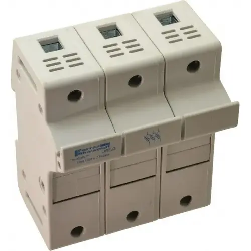3 Pole, 600 VAC/VDC, 30 Amp, DIN Rail Mount Fuse Holder