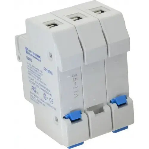 3 Pole, 1000 VDC and 800 VAC, 30 Amp, DIN Rail Mount Fuse Holder 3 Pole, 1000 VDC and 800 VAC, 30 Amp, DIN Rail Mount Fuse Holder