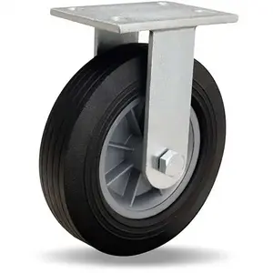 Hamilton R-4010-AT Rigid Top Plate Caster: Rubber, 10" Wheel Dia, 2-3/4" Wheel Width, 500 lb Capacity, 11-1/2" OAH