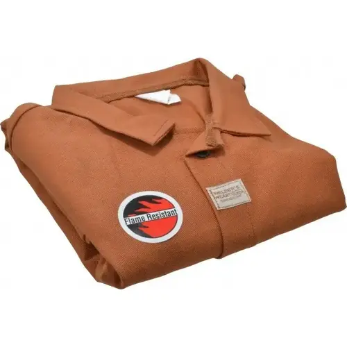 Flame Resistant/Retardant & Welding Jacket: Size Large, Cotton, Snaps Closure Flame Resistant/Retardant & Welding Jacket: Size Large, Cotton, Snaps Closure