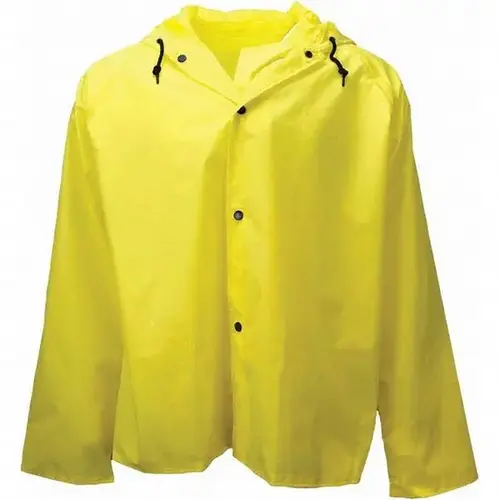 Rain Jacket: Size 2XL, ASTM D6413, Yellow, Nylon Rain Jacket: Size 2XL, ASTM D6413, Yellow, Nylon
