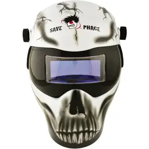 Save Phace 3010066 Welding Helmet: Black, White & Gray, Nylon, Shade 3 to 10, Non-Adjustable Adjustment