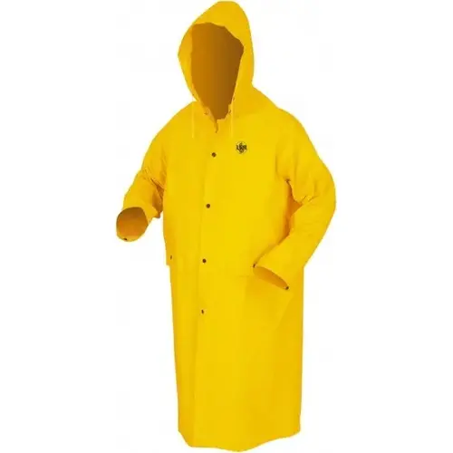 Rain Jacket: Size 4X-Large, Yellow, Polyester Rain Jacket: Size 4X-Large, Yellow, Polyester