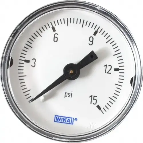 Pressure Gauge: 1-1/2" Dial, 1/8" Thread, NPT, Center Back Mount Pressure Gauge: 1-1/2" Dial, 1/8" Thread, NPT, Center Back Mount