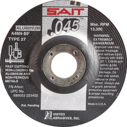 Depressed Center Wheel: Type 27, 6" Dia, 0.045" Thick, Aluminum Oxide - pack of 50 Depressed Center Wheel: Type 27, 6" Dia, 0.045" Thick, Aluminum Oxide - pack of 50