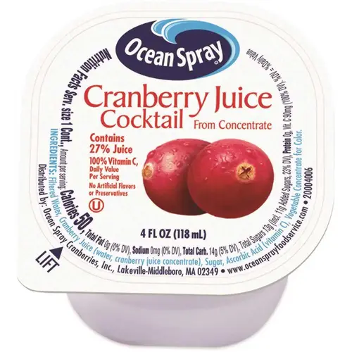 Ocean Spray Cranberry Juice Drink Cranberry 4 Oz Cup Package Of 18