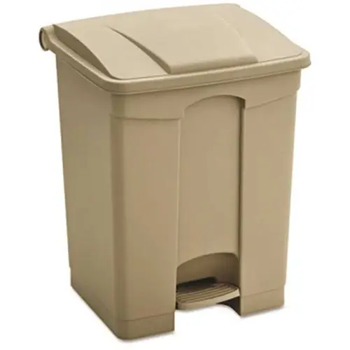 Safco Large Capacity Plastic Step-On Receptacle, 17gal, Tan Safco Large Capacity Plastic Step-On Receptacle, 17gal, Tan