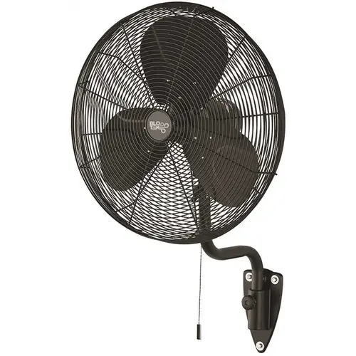 Blotek 24" 3-Speed Oscillating High Velocity Wall Mount Fan With 3 Blades, Black Blotek 24" 3-Speed Oscillating High Velocity Wall Mount Fan With 3 Blades, Black