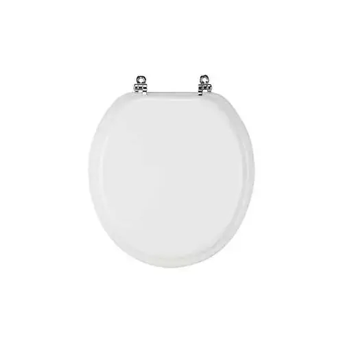 Toilet Seat, Round, MDF Molded Fiberboard, White, Bar Hinge