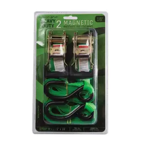 FUSION GRIP FG116S Heavy-Duty Ratchet Strap, 1 in W, 16 ft L, 8 lb Working Load
