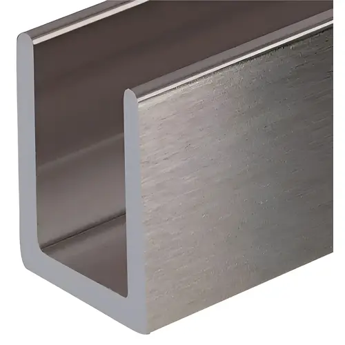 Brushed Nickel 3/8" Fixed Panel Shower Door Deep U-Channel - 95" Length