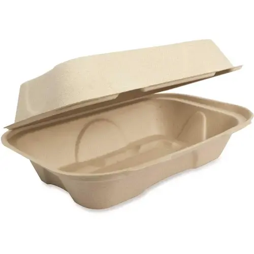 World Centric Fiber Hinged Containers Hoagie Box 9.2 X 6.4 X 3.1 Case Of 500