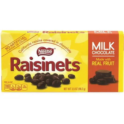 Nestle Raisinets Milk Chocolate Candy Raisins, 3.5 Oz Box, 15 Boxes/carton