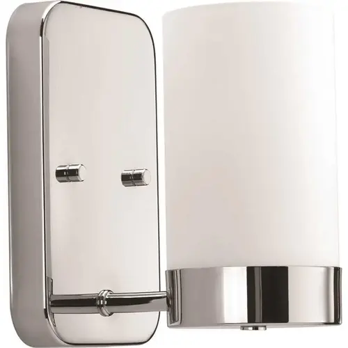 Progress Lighting Elevate One-Light Chrome Bath Fixture With Etched White Glass Progress Lighting Elevate One-Light Chrome Bath Fixture With Etched White Glass