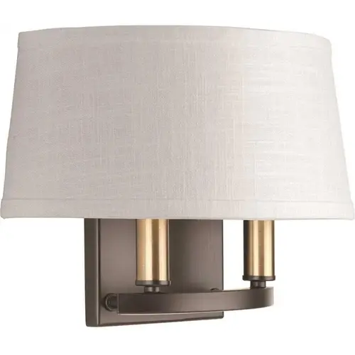 Progress Lighting Cherish Two-Light Antique Bronze Wall Bracket, Fabric Shade Progress Lighting Cherish Two-Light Antique Bronze Wall Bracket, Fabric Shade