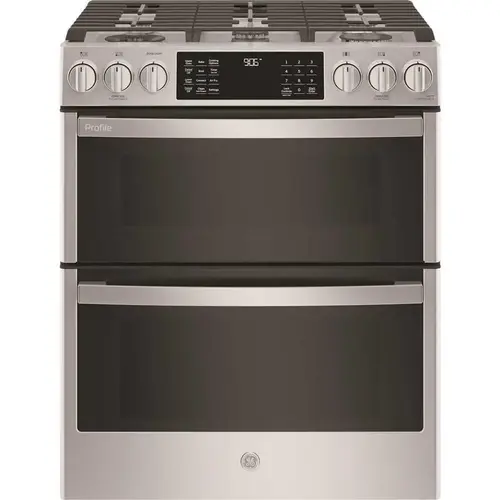 Ge Profile 30" Smart 5 Burner Gas Double Oven Convection Range, Stainless, ADA