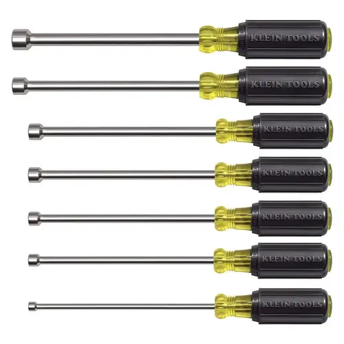 Klein Tools Klein Tools 7-Piece Magnetic Tip Nut Driver Set, 6 Chrome-Plated Hollow Shafts Klein Tools Klein Tools 7-Piece Magnetic Tip Nut Driver Set, 6 Chrome-Plated Hollow Shafts