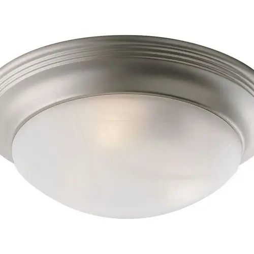 Progress Lighting Brushed NICKEL Three-Light Flush Fixture With Alabaster Glass